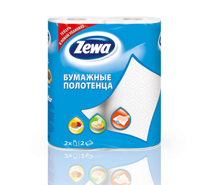 Бумажные кухонные полотенца Zewa 2 рулона белые
