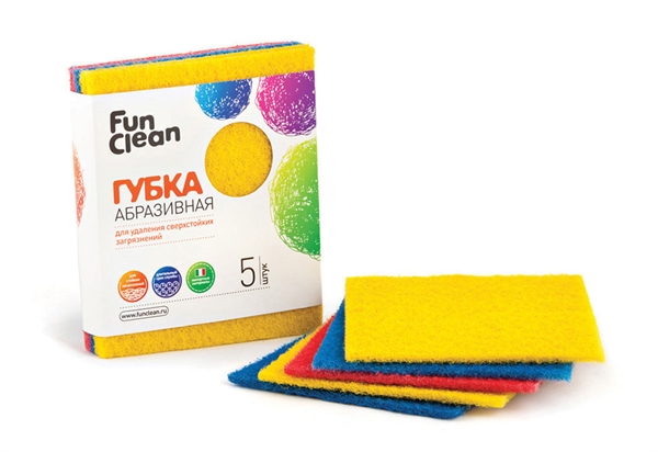 Губка для удаления сверхстойких загрязнений Fun Clean абразивная 5