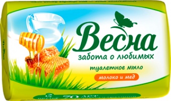 ВЕСНА туалетное мыло МОЛОКО И МЕД	90г